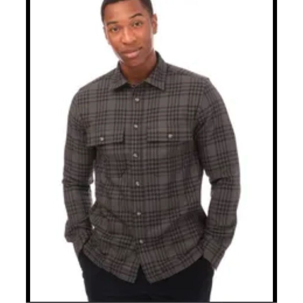 🌊 TED BAKER London Men’s Gray and Blue Overshirt Size Small